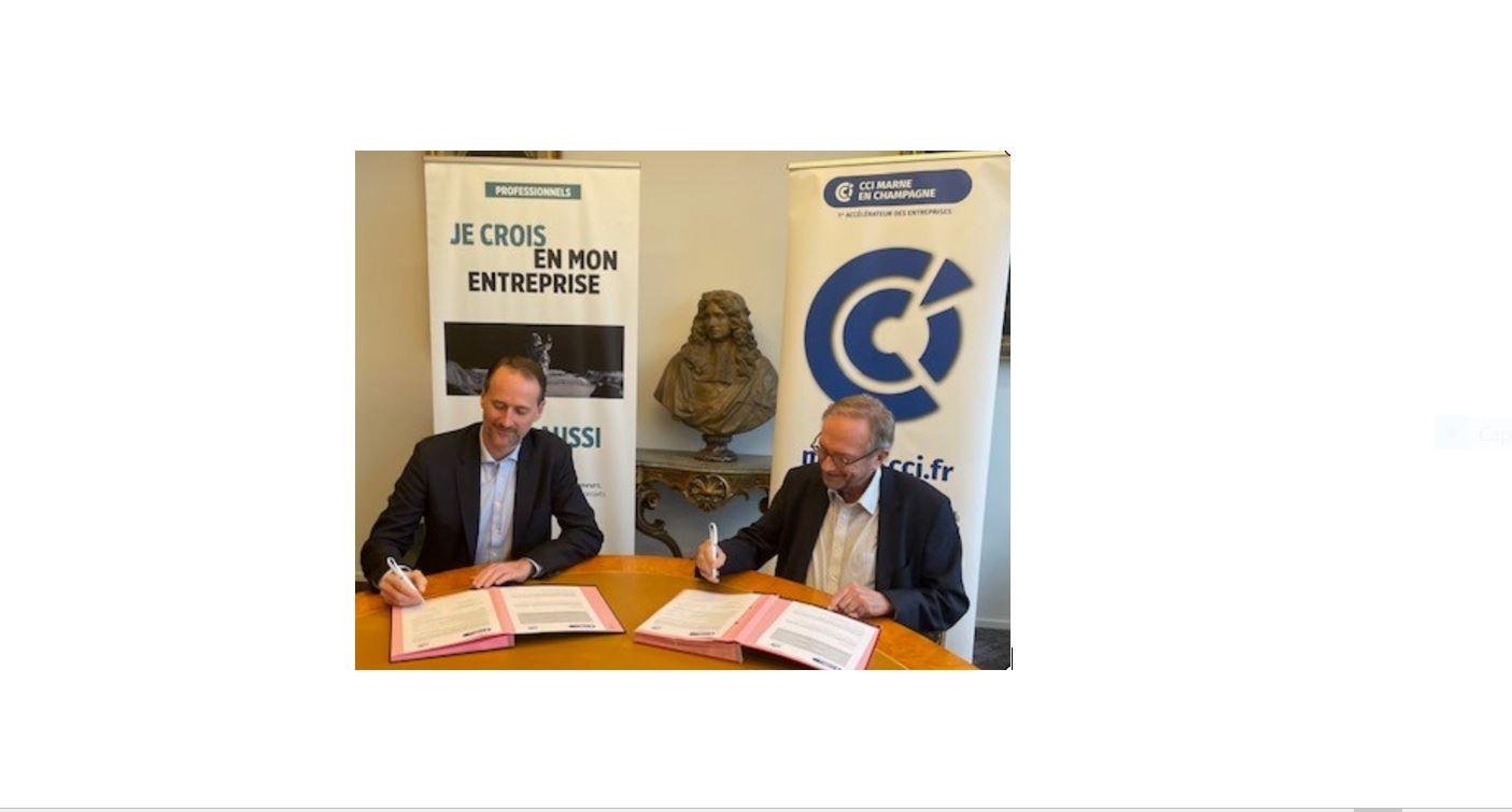  signature de convention CCI Marne en Champagne Credit Agricole du Nord Est 